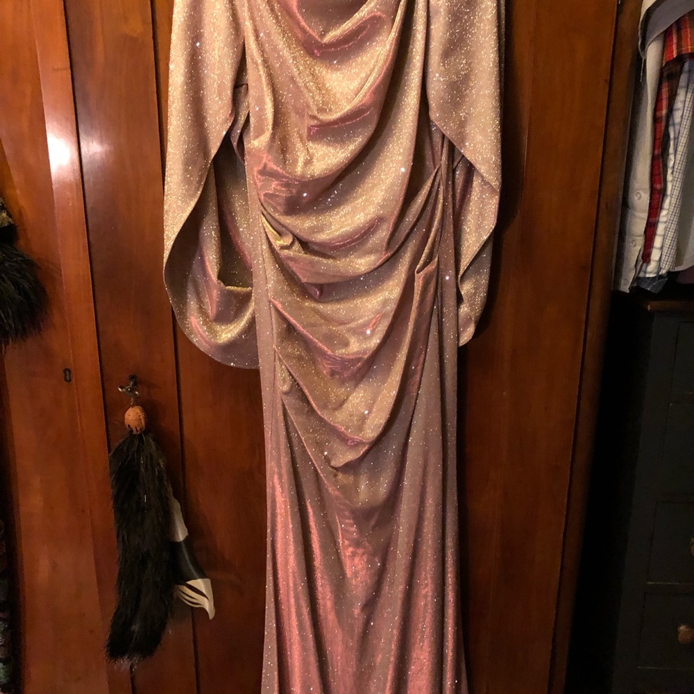 Formal pale pink shinny full length dress